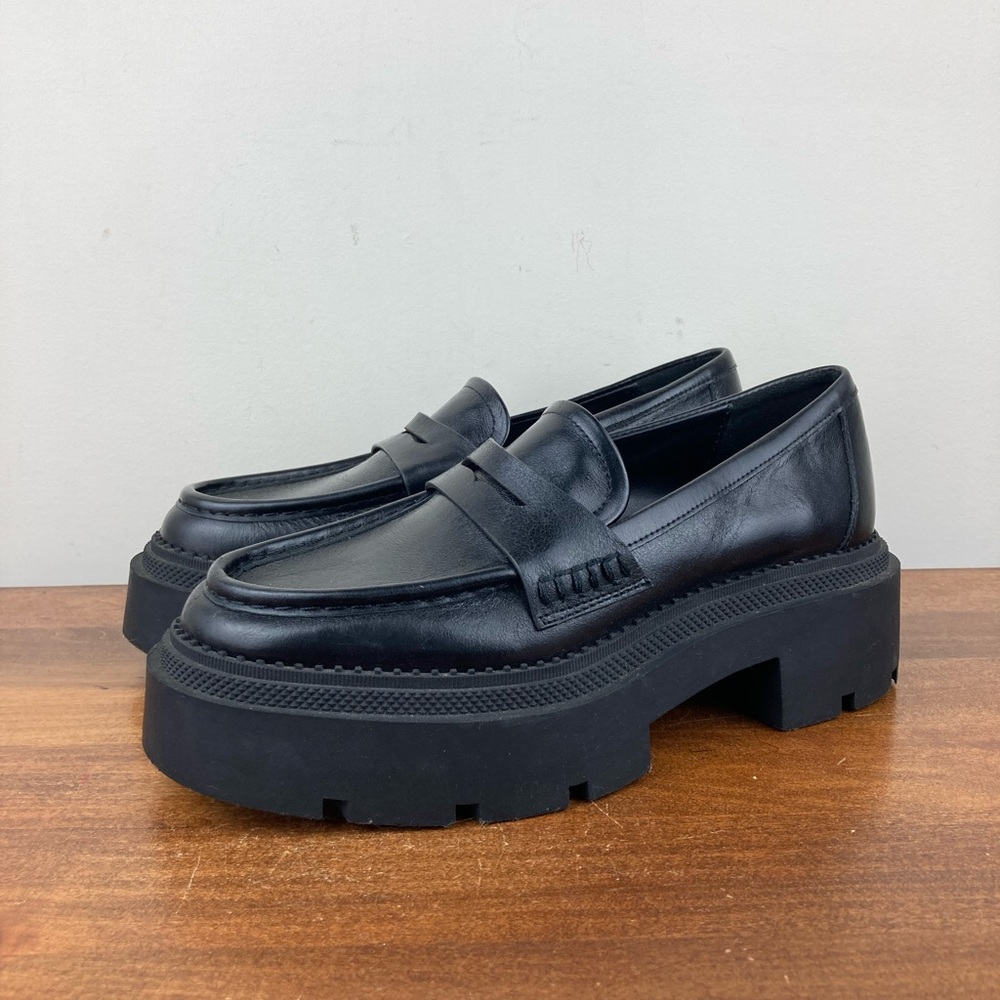 Zara Black Platform Penny Loafers